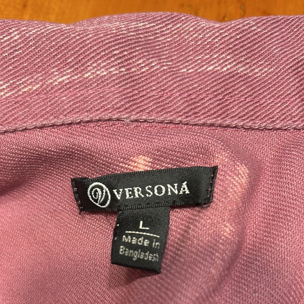 Versona Y2K Streetwear Mauve Bleach Brushstroke Denim Jacket Cyber Grunge Indie - Picture 3 of 10